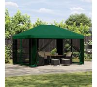 Tonture Tonnelle de jardin avec parois latérales - 4 x 3 m - Vert - Polyester et acier - Auvent résistant aux intempéries - Tonnelle pliable stable pour terrasse, extérieur, camping, protection