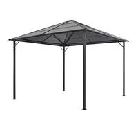 Tonture Tonnelle de jardin en aluminium - 3 x 3 m - Anthracite - Avec toit en polycarbonate de 6 mm résistant aux UV - Anti-rouille - Pliable et stable - Pour jardin, terrasse, événements en plein air