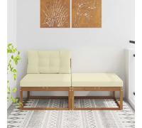 Tonture Unité de canapé sectionnel avec Coussin 2 pièces en Bois d'acacia Naturel Robuste pour Jardin extérieur terrasse Patio véranda mobilier modulable et Confortable