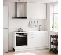 Tonture Unité de Cuisine Lyon 5 pièces Blanc Bois d'ingénierie Meuble Armoire Buffet Rangement avec Portes et tiroirs pour Cuisine Salle à Manger Salon