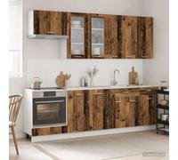 Tonture Unité de Cuisine Lyon 8 pcs Bois Ancien Bois d'ingénierie Meuble Armoire Buffet desserte vaisselier bahut Placard Etagere Chariot ilot Commode Console Rangement Stockage tiroir Porte