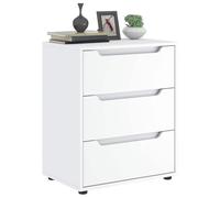 Tonture VISNES - Buffet blanc - 60 x 40 x 73 cm - En matériau dérivé du bois - Armoire de rangement multi-usages avec 3 tiroirs - Meuble moderne pour salon, cuisine