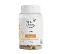 TONUS & ANTI-FATIGUE - Fer - 120 gélules - Cure 1 mois - Complément Alimentaire BELLE&BIO - Fabriqué en France