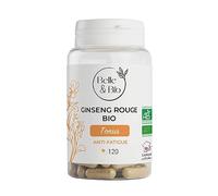TONUS & VITALITÉ - Ginseng Rouge Bio certifié Ecocert - Anti-fatigue - Pilulier 120 gélules - Cure 1 mois - Complément Alimentaire BELLE&BIO - Fabriqué en France