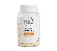 TONUS & VITALITÉ - Taurine & Vitamine C - 90 Gélules - Complément Alimentaire BELLE&BIO - Fabriqué en France
