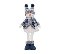 TONXX Bonhomme de neige de Noël bleu portant un chapeau chaud et une écharpe en tissu peluche télescopique figurine de bonhomme de neige debout