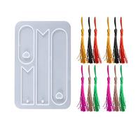 TONXX Bricolage Marque-Page Moule en résine Clair Marque-Page Silicone moules avec 12 pièces Glands colorés pour la Fabrication de Bijoux Bricolage Artisanat
