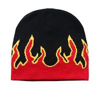 TONXX Flame Y2K Bonnet en tricot Motif flamme de feu, Rouge, taille unique