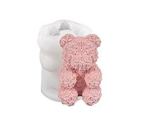 TONXX Saint Valentin Rose-Ours Bougie Silicone Moule Animal Gypse Silicone Moule Bureau Ornements Moule pour Bricolage Artisanat décor à la Maison