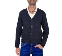TONY BACKER - Cardigan homme en coton, convient à porter sur un t-shirt, une chemise ou comme sous-veste homme, pour un look décontracté mais élégant, bleu, XXXL