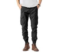 TONY BACKER Pantalon Décontracté Élastique Homme Pantalon Cargo Homme Pantalon en Coton Léger 6591, Noir - 2, 44W