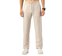 TONY BACKER Pantalon en lin pour homme léger avec poches d'été de yoga, pantalon de plage décontracté avec cordon de serrage élastique à la taille F7221, Kaki, 46W