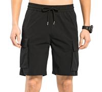 TONY BACKER Short Cargo Homme Léger 90% Nylon Multipoches Casual 2224, Noir , M