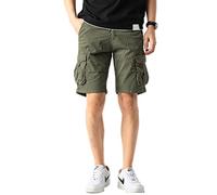 TONY BACKER Short Cargo Homme Short Vintage Coton Multi-Taxes Été Pantalon Court Cargo F7215, vert, 44W
