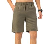 TONY BACKER Short Lin Homme Léger avec Poches Bermuda d'Été Pantalon Court Homme Short Décontracté, vert, 52W