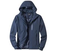 TONY BACKER Veste pour homme d'hiver Softshell imperméable coupe-vent avec capuche amovible, veste de randonnée décontractée 3510, BLU-02, M