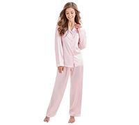 Tony et Candice, vêtement de nuit, ensemble de pyjamas classiques en satin pour femme - Noir - X-Large