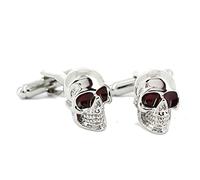 Tony & Paul. Boutons de Manchette. tête de Mort redeyes, Acier rhodié. Gris Argent. Fantaisie.