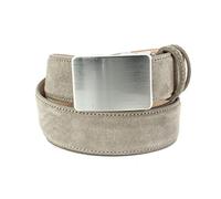 Tony & Paul. Ceinture en daim. ALASKA, boucle Automatique - Easy Clip, Cuir. Gris taupe - Uni - FABRIQUE EN ITALIE. XL 110-125