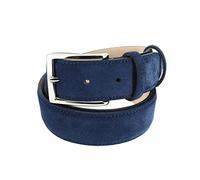 Tony & Paul. Ceinture en daim. ALASKA, Cuir. Bleu Marine - Uni - FABRIQUE EN ITALIE. S 85-100