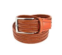 Tony & Paul. Ceinture tressée. Tressia, Cuir. Miel et orangé - Uni - FABRIQUE EN ITALIE. XL 110-125