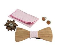 Tony & Paul. Coffret nœud papillon. Carreaux, BOIS. Rose ru arreaux -