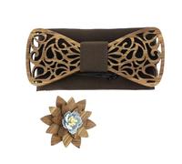 Tony & Paul. Coffret nœud papillon. Volute, BOIS. Marron Chocolat - Paisley -