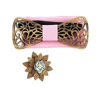 Tony & Paul. Coffret nœud papillon. Volute, BOIS. Rose Crocus - Paisley -