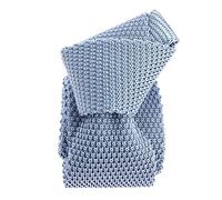 Tony & Paul. Cravate tricot. TONY, Soie. Bleu du Caucase - Uni - FABRIQUE EN ITALIE.
