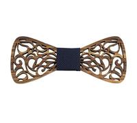 Tony & Paul. Noeud papillon. Volute 2D, BOIS. Bleu Marine - Uni -