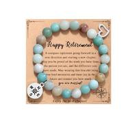 TONY & SANDY Cadeau de départ à la retraite pour femme, bracelet boussole, collègues, adieu, déménagement, cadeau pour collègues, femmes, amis, enseignants, employés, 7 Inches, Pierre, Amazonite