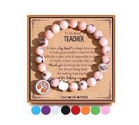 TONY & SANDY Cadeaux uniques pour enseignantes - Bracelets diffuseurs de perles en pierre naturelle - Cadeau de fin d'année, de remerciement, de Noël pour enseignant, Acier inoxydable, Jaspe