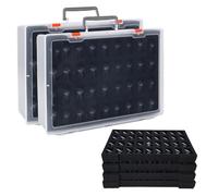 TONYLAIJIANTAO Lot de 2 valises de rangement robustes pour figurines - 144 emplacements - Valise robuste avec 2 couches de mousse - Compatible avec Warhammer 40k, Donjons et Dragons et plus encore