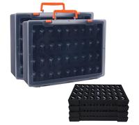 TONYLAIJIANTAO Lot de 2 valises de rangement robustes pour figurines - 144 emplacements - Valise robuste avec 2 couches de mousse - Compatible avec Warhammer 40k, Donjons et Dragons et plus encore