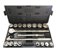 TONYNOL Lot de 21 clés à douille à entraînement de 3/4", taille métrique (19-50 mm), 6 points, douilles en acier CR-V avec adaptateurs et poignée à cliquet, barre de disjoncteur à tête flexible