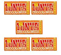 Tony's Chocolonely - Lot de 4 barres de chocolat au lait caramel et sel de mer - 180 g