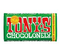 Tony's Chocolonely Barre de chocolat au lait et noisette - 180 g, chocolat au lait, cadeau, végétarien - chocolat belge issu du commerce équitable