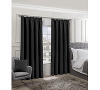 Tony's Textiles Emma Barclay Rideaux plissés occultants 100% Polyester Noir 168 x 137 cm
