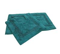 Tonys Textiles Lot de 2 Tapis de Bain Diamante - Scintillant - 100% Coton épais - Bleu-Vert