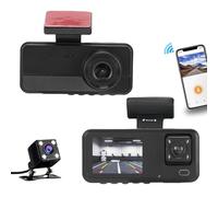 Tonysa Caméra de Tableau de Bord à 3 Canaux, Caméra de Tableau de Bord 1080P WiFi Triple Caméra de Voiture avec Carte de 32 Go, écran LCD de 2 Pouces, Batterie de 150 MAh