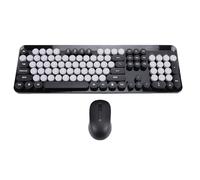 Tonysa Clavier et Souris Mignons sans Fil, Touches Rondes, 104 Touches de Style Machine à écrire, Clavier Rond Rétro pour PC, Ordinateur Portable et de Bureau (Black)