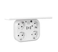 Tonysa Extension de Prise Murale avec Plateau, Veilleuse à Détection Intelligente 4000 W, Haute sécurité, 3 Ports USB, 4 Prises CA, Protection pour Espace de Travail à Domicile