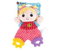 Tonysa Hochet Doux pour bébé avec Dents à Bascule, Jouet pour Enfants, Hochets de Lit + Motif de Dessin animé Mignon + Doux et bébé + Peluche en Coton PP + Fille 1 Fille 2 Hibou éléphant (02 filles)
