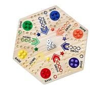 Tonysa Jeu D'échecs Volants Hexagonaux en Bois pour Enfants, Comprenant Un Damier, des Dés et des Billes, pour Les Voyages de Camping (Couleur des Photos)