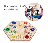 Tonysa Jeu D'échecs Volants Hexagonaux en Bois pour Enfants, Comprenant Un Damier, des Dés et des Billes, pour Les Voyages de Camping (Croix)