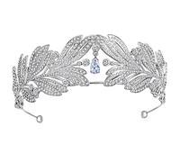 TONZN Accessoires de Cheveux pour Femmes, Couronne de Strass en Alliage de Zircon Fait à la Main, Couleur Argent, diadème de mariée, Couvre-Chef de Mariage, Cristaux pour Femmes