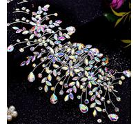 TONZN Bandeau de Mariage en Cristal pour Femme, Coiffure de mariée, épingle à Cheveux en Strass (HP379 C Gauche)