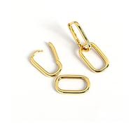 TONZN Bijoux Fantaisie en Argent Sterling 925, Boucles d'oreilles ovales géométriques Simples en métal, détachables, Haut de Gamme (AA)