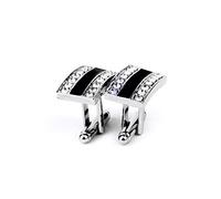 TONZN Boutons de Manchette Hommes Style élégant Boutons de Manchette Ensemble Mariage Affaires Hommes Bijoux Cadeau Mode Noir vitrage Couleur Argent Boutons de Manchette
