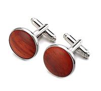 TONZN Boutons de Manchette Ronds de Style français en séquoia, Boutons de Manchette Exquis pour Hommes, avec boîte-Cadeau élégante, 1 Paires (Couleur: Argent) (Argent) (Argent)